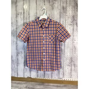 Tranjori Orange Plaid Seersucker Short Sleeve Shirt Size 12 for Boys